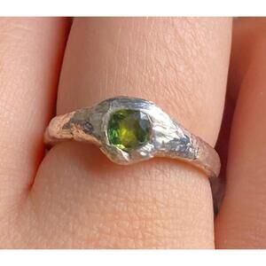 Silver Ring with Green Sapphire